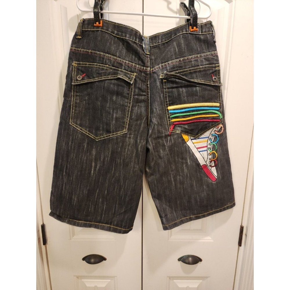 MENS Y2K BAGGY SIZE 38 SHORTS HEAVY STITCH SNEAKER EMBRODERED LOOSE FIT